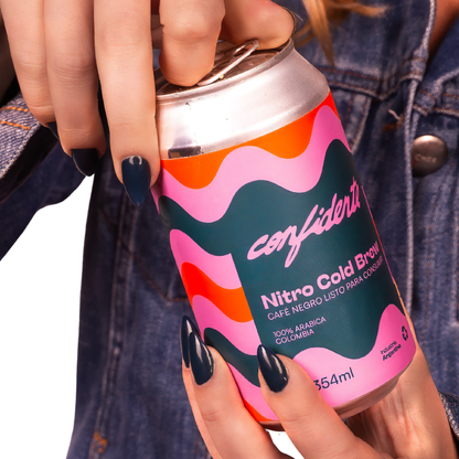 Lata producida por Confidente Cafe empresa dedicada al cold brew en buenos aires argentina