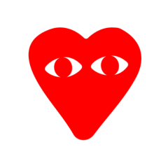 Corazón con ojos – ícono de identidad visual de Confidente Café, marca argentina de cold brew y café de especialidad.